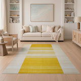 Yellow Yellow Horizontal Striped Area Rug