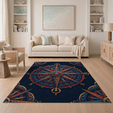 Nautical Compass Rose Pattern Area Rug