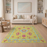 Multi-color and Patterns Vibrant Yellow Persian Floral Area Rug