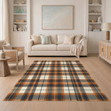 Classic Orange Plaid Area Rug