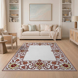 Ornate Floral Border Area Rug