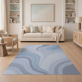 Fluid Blue Teal Abstract Wave Rug