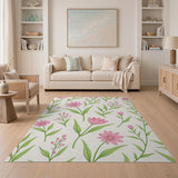 Floral Vintage Pink Daisy Floral Area Rug