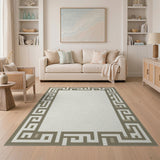 Beige Greek Key Border Area Rug