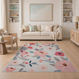 Pink Blush Pink Floral Vintage Area Rug
