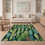 Teal Cactus Garden Area Rug