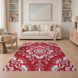 Red Traditional Persian Red Persian Floral Medallion Area Rug