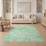 Swirling Green Abstract Area Rug