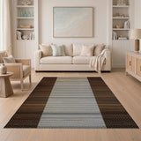 Brown Tan Heritage Tribal Striped Rug