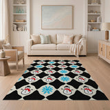 Cheerful Snowman Snowflake Cartoon Pattern Rug