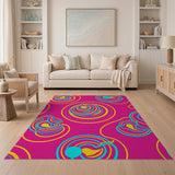 Multi-color and Patterns Abstract Area Vibrant Pink Swirl Abstract Area Rug