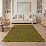 Bold Yellow Black Zigzag Geometric Area Rug