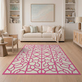 Traditional Persian Pink Floral Lattice Area Rug