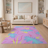 Vibrant Pink Abstract Flower Area Rug