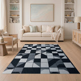 Black and White Bold Geometric Black White Area Rug