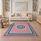 Pink Ornate Medallion Area Rug