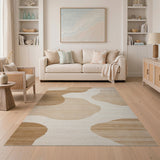 Beige and Neutral Abstract Area Abstract Beige Organic Shapes Area Rug