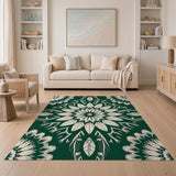 Emerald Green Mandala Floral Area Rug
