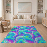 Vibrant Fluid Wave Abstract Area Rug