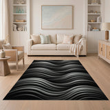 Grey Modern Gray Wave Abstract Area Rug