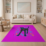 Neon Party Black Cat Area Rug