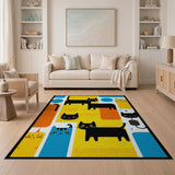 Vibrant Geometric Cats Area Rug