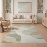 Abstract Beige Neutral Organic Shapes Area Rug