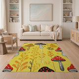 Whimsical Yellow Mushroom Meadow Area Rug