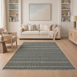 Black White Checkered Woven Geometric Modern Area Rug