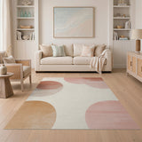 Blush Pink Overlapping Circles Abstract Area Rug