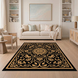 Ornate Gold Sunflower Medallion Persian Rug