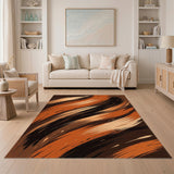 Brown and Tan Swirling Brown Abstract Area Rug