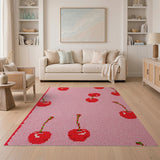Whimsical Pink Cherry Tufted Rug