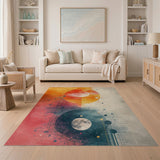 Dual Moon Eclipse Geometric Area Rug