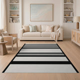 Black and White Bold Black White Geometric Stripe Rug