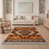 Burnt Orange Geometric Southwestern Area Rug