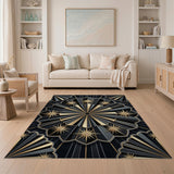 Black Gold Art Deco Starburst Area Rug