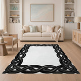 Black Braided Geometric Area Rug