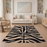 Zebra Stripe Area Rug in Black Cream