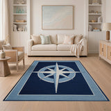 Navy Blue Compass Rose Area Rug
