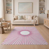 Pink Sunburst Radial Stripe Area Rug