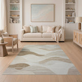 Beige Abstract Wave No. 3 Area Rug