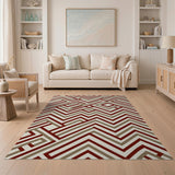 Bold Red Geometric Interlock Area Rug