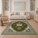 Oval Traditional Persian Area Rug in Green Cream