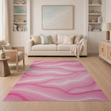 Flowing Pink Ombre Wave Area Rug