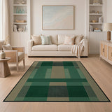 Green Geometric Grid Area Rug