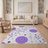 Purple Daisy Floral Pattern Area Rug