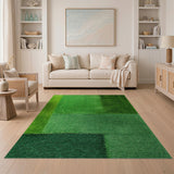 Lush Green Patchwork Shag Area Rug
