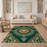 Ornate Emerald Green Persian Medallion Traditional Persian Rug