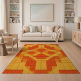 Bold Orange Diamond Geometric Area Rug